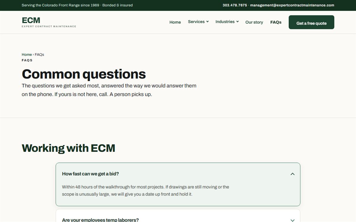 Their FAQs page